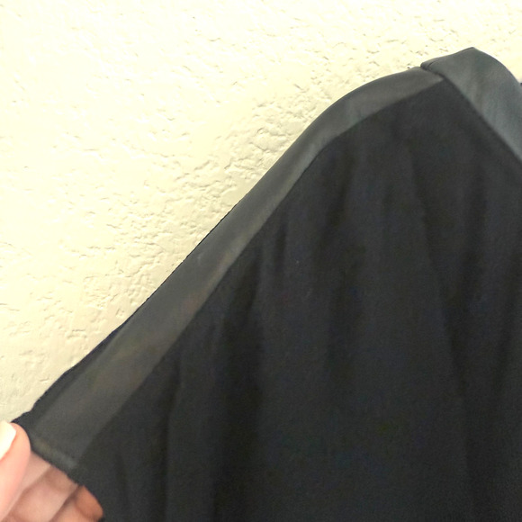 Helmut Lang Top Women’s Knit Black Slub Dolman Lamb Leather Trim Size P - Picture 8 of 10